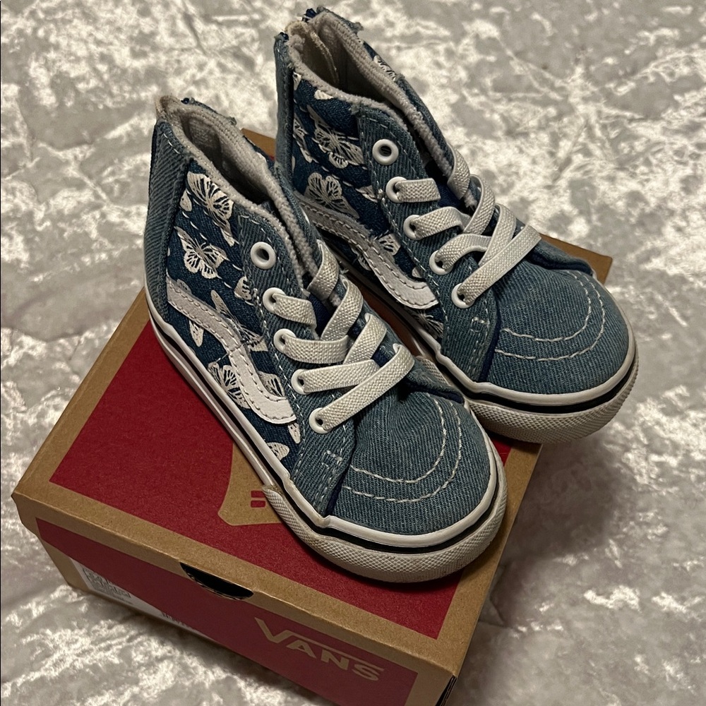 Vans Kids Floral High-Top Sneakers - Blue and White